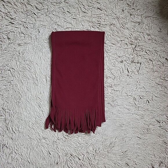 Burgundy Red Fleece Scarf Winter Fall Accessory Basics Classic Gorpcore Ski with - Picture 12 of 16